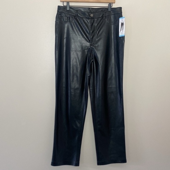 Joie Straight Faux Leather Pants Zip Fly Black Size 10 - Picture 1 of 12